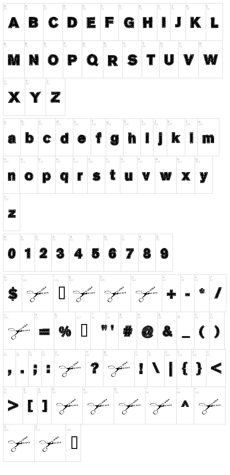 Singer Mears font map